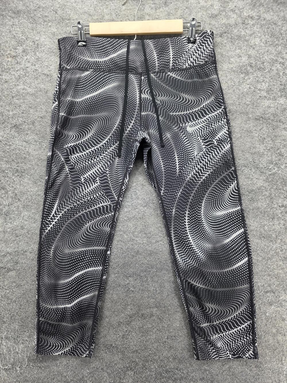 Nike Leggings Womens L Black Ankle Polka Dot Dri-FIT Polyester Spandex